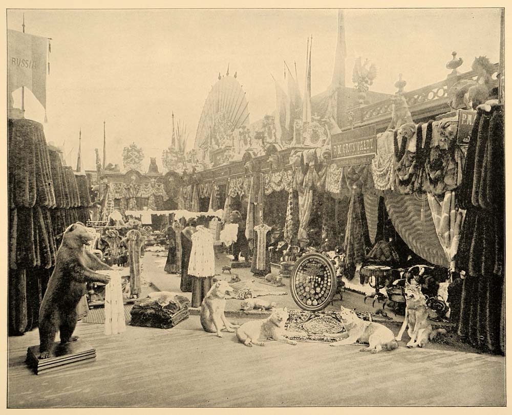 1893 Chicago World's Fair Russian Furs Exhibit Print - ORIGINAL HISTORIC IMAGE