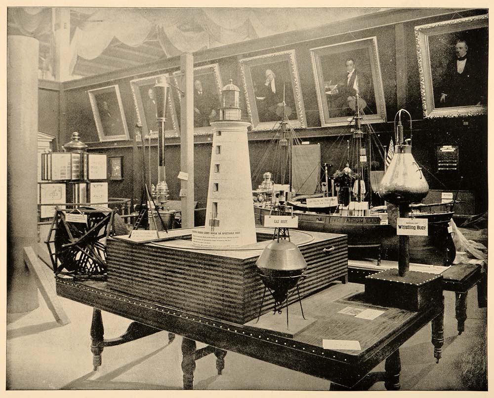 1893 Chicago Worlds Fair Lighthouse Model Exhibit Print ORIGINAL HISTORIC IMAGE