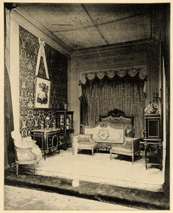 1893 Chicago World's Fair Marie Antoinette Bedroom Bed ORIGINAL HISTORIC IMAGE