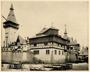 1893 Chicago World's Fair German Castle Halligan Print ORIGINAL HISTORIC IMAGE