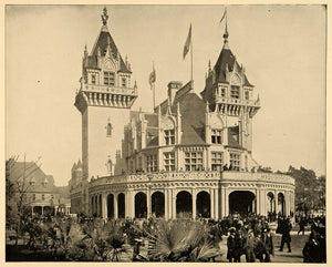 1893 Chicago World's Fair Indiana State Building Print ORIGINAL HISTORIC IMAGE