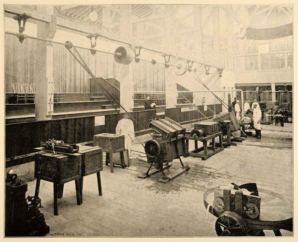 1893 Chicago World's Fair Dairy Building Churns Print ORIGINAL HISTORIC IMAGE