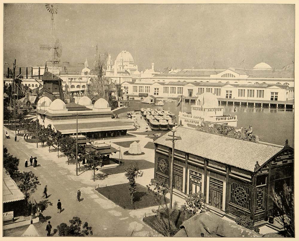 1893 Chicago World's Fair South Pond Buildings Print - ORIGINAL HISTORIC IMAGE