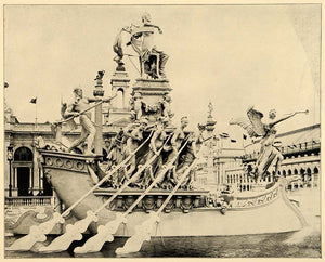 1893 Chicago World's Fair MacMonnies Fountain Print - ORIGINAL HISTORIC IMAGE
