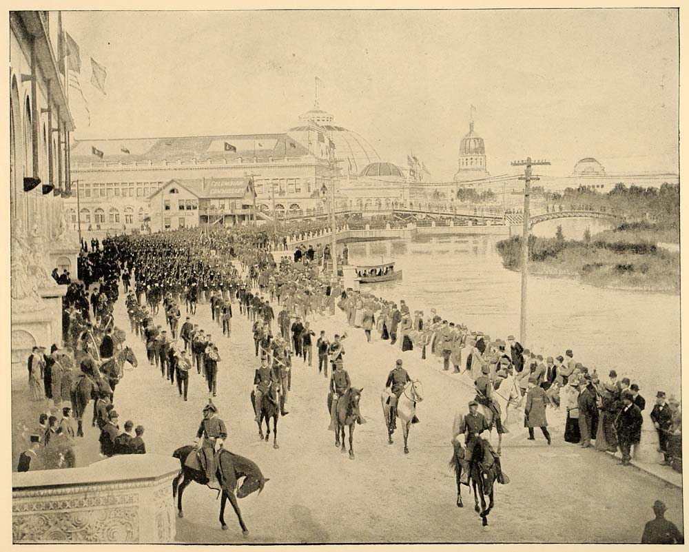 1893 Chicago World's Fair Dedication Day Oct 1892 Print ORIGINAL HISTORIC IMAGE
