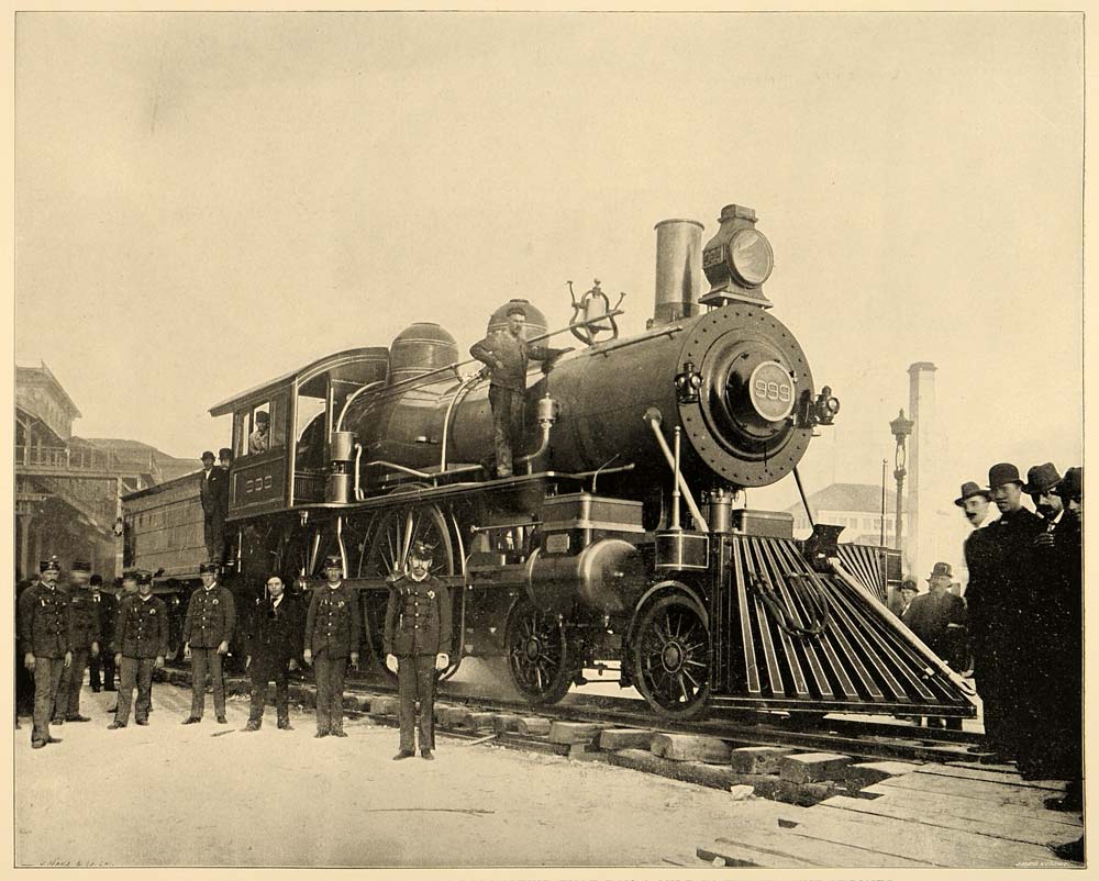 1893 Chicago World's Fair 999 Train Locomotive Print - ORIGINAL HISTORIC IMAGE