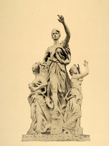 1893 Print Chicago World's Fair Sculptures JJ Boyle Transportation Bldg Statue
