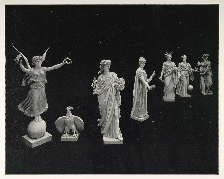 1893 Chicago World's Fair Machinery Hall Statues Angel ORIGINAL HISTORIC FAIR3