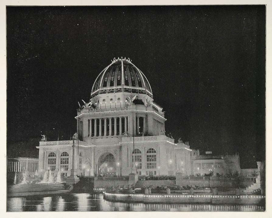 1893 Chicago World's Fair Architecture Administration Building Night View FAIR3