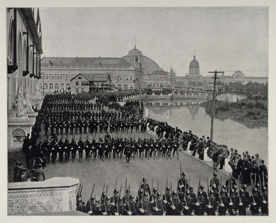 1893 Chicago Worlds Fair Military Parade Dedication Day Soldiers Marching FAIR3