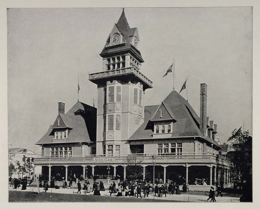 1893 Chicago World's Fair Michigan Building Smith Photo ORIGINAL HISTORIC FAIR3