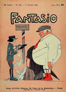 1926 Cover Fantasio Auguste Roubille France Border Sign - ORIGINAL FAN1