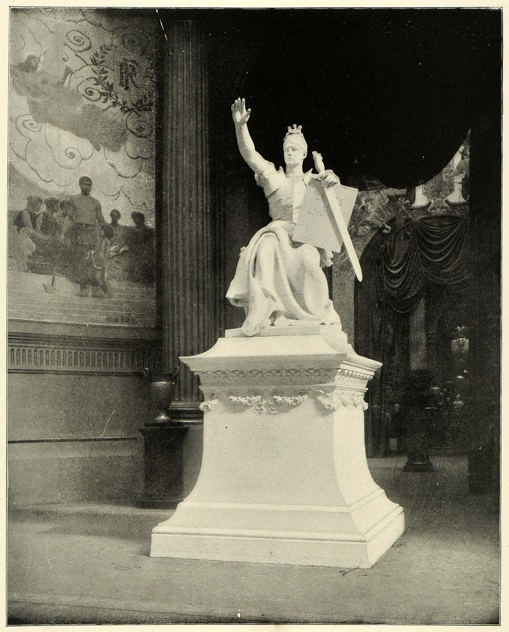 1893 Print Chicago World's Fair French Republic Statue ORIGINAL HISTORIC FAR1
