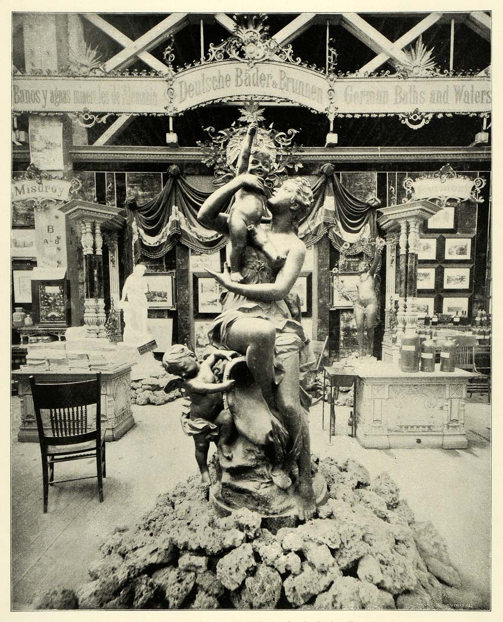 1893 Print Chicago World's Fair Germany Baths Statue - ORIGINAL HISTORIC FAR1