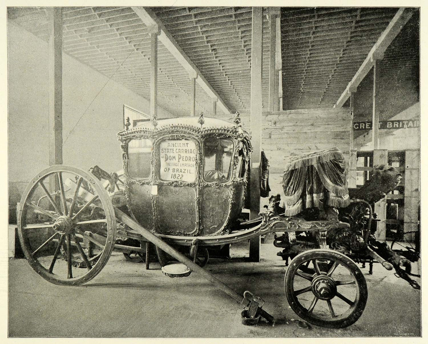 1893 Print Chicago World Fair Dom Pedro State Carriage ORIGINAL HISTORIC FAR1 - Period Paper
