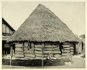1893 Print Cannibal Dwellings Chicago World's Fair Huts ORIGINAL HISTORIC FAR1