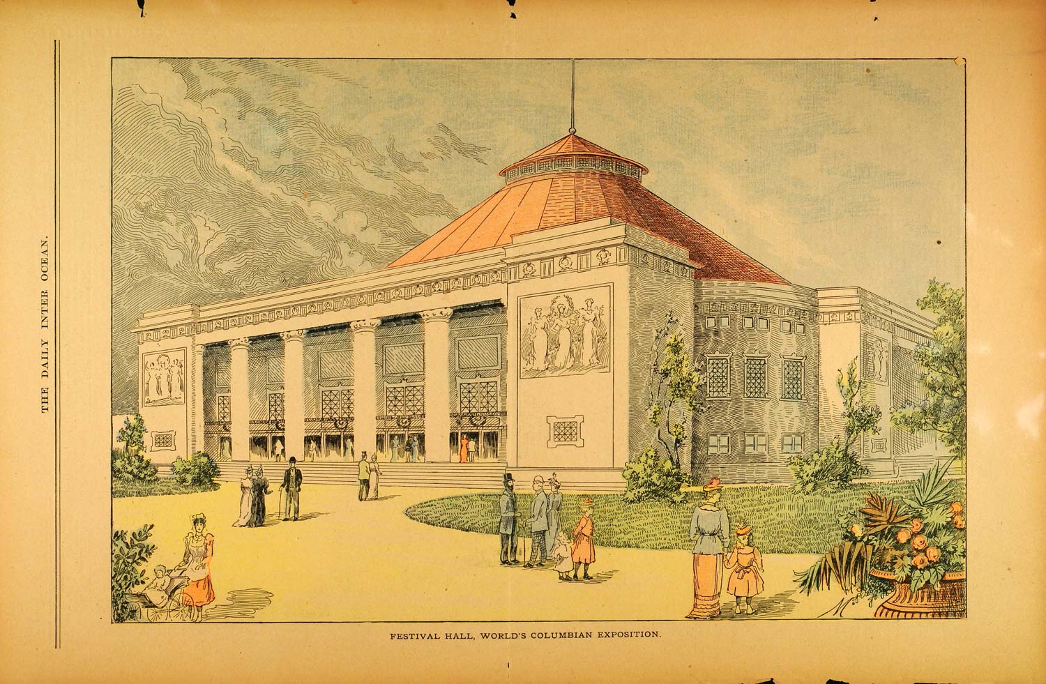 1893 Print Festival Hall Architecture Choral Classic Recital Music FAR2