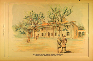 1893 Print Mt Vernon George Washington Virginia State Building Chicago Fair FAR2