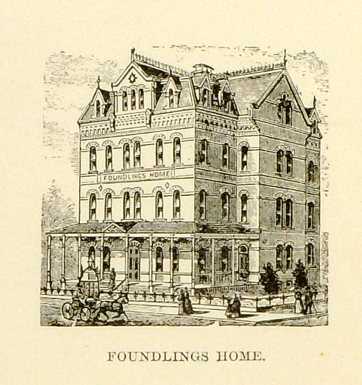1893 Print Chicago Foundlings Home Children Infants Building Architecture FAR3