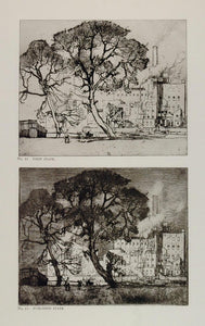 1912 Print Trees Factory Hammersmith Frank Brangwyn - ORIGINAL FB1