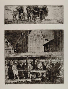 1912 Print Meat Market Bruges Belgium Frank Brangwyn - ORIGINAL FB1