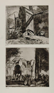 1912 Print Windmill Bruges Santa Sophia Frank Brangwyn - ORIGINAL FB1