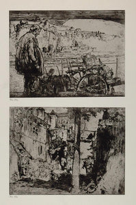 1912 Print Farmer Porteroque St. Cirq France Brangwyn - ORIGINAL FB1