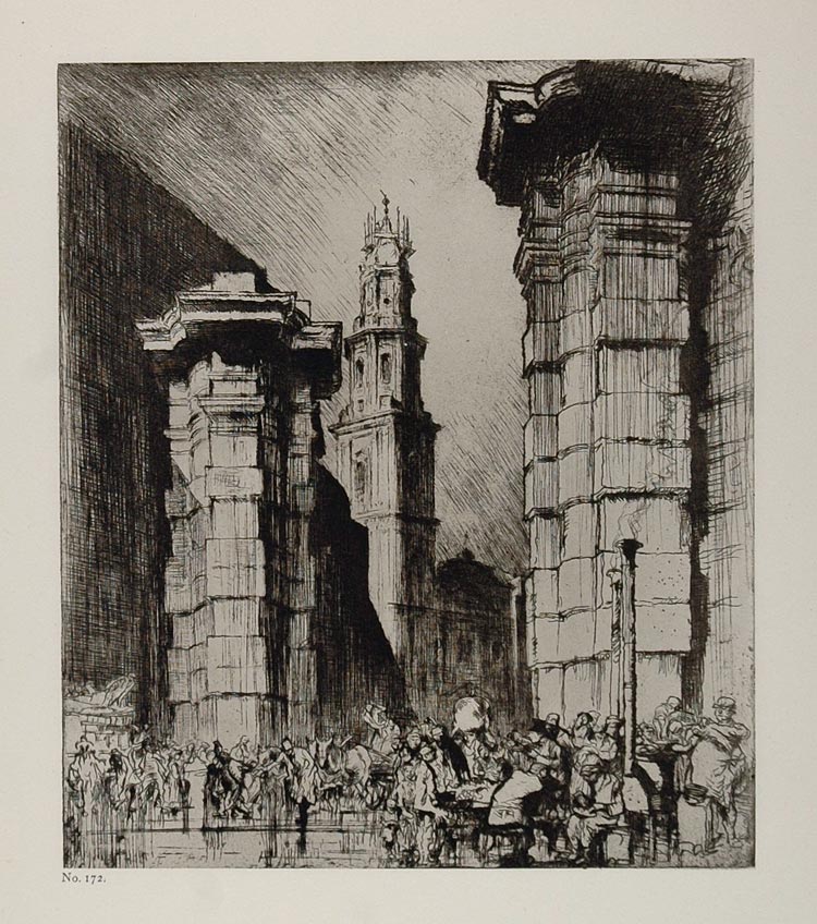 1912 Print Gate of Naples Architecture Frank Brangwyn - ORIGINAL FB1