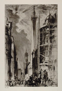1912 Print Monument Fire of London Frank Brangwyn NICE - ORIGINAL FB1