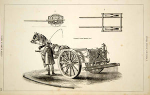 1852 Steel Engraving Antique Crosskill Liquid Manure Cart Farm Fertilizer FD1