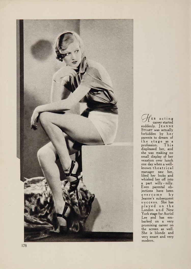 1933 Jeanne Stuart Theatre Stage Movie Film Actor Print - ORIGINAL FILM