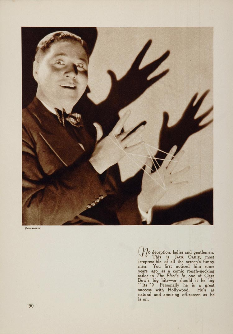 1933 Jack Jackie Oakie Paramount Actor Comedy Print - ORIGINAL FILM