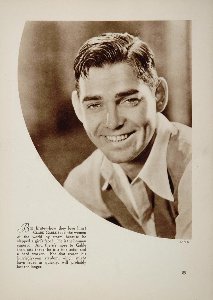 1933 Clark Gable MGM Actor Film Movie Star Print - ORIGINAL FILM