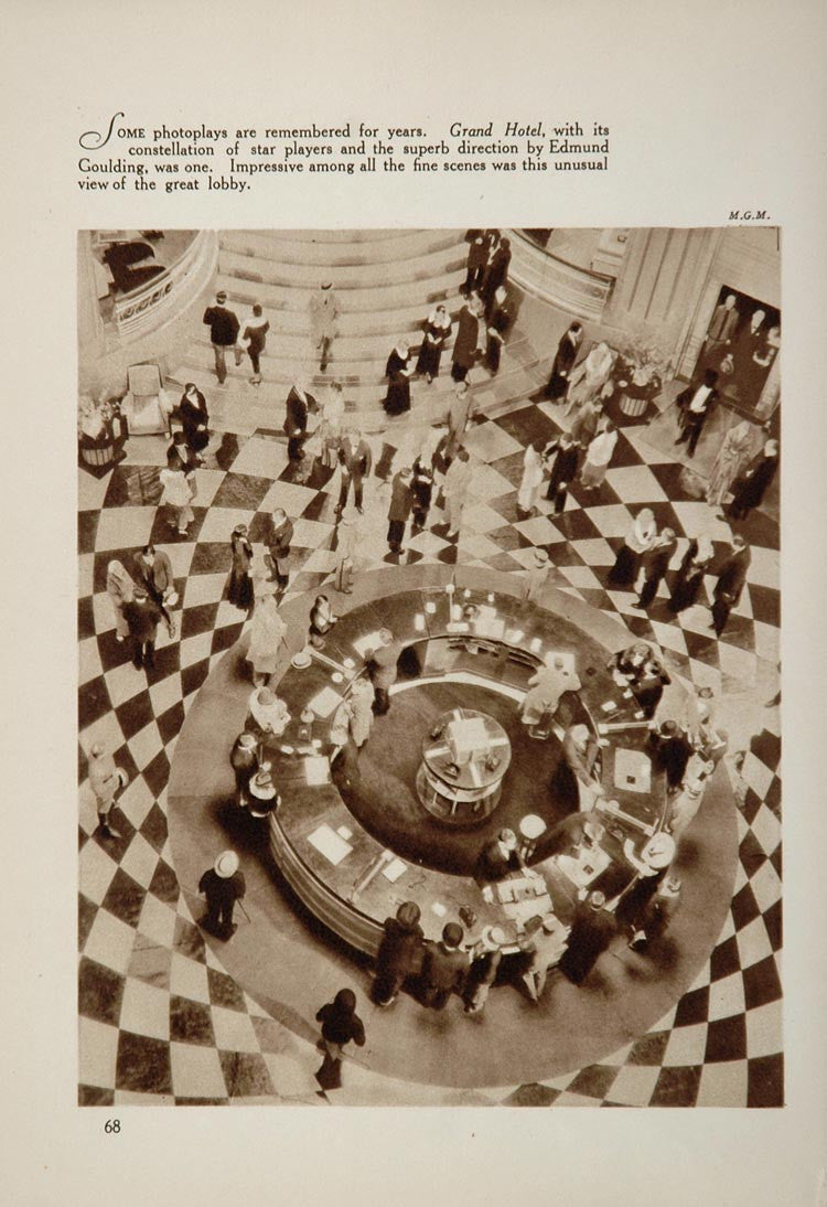 1933 Grand Hotel Movie Lobby Scene Sepia Print Still - ORIGINAL FILM