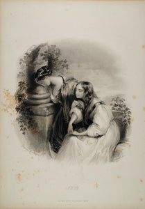 1838 Women Evergreen Ivy Vine Fanny Corbaux Engraving - ORIGINAL FL1