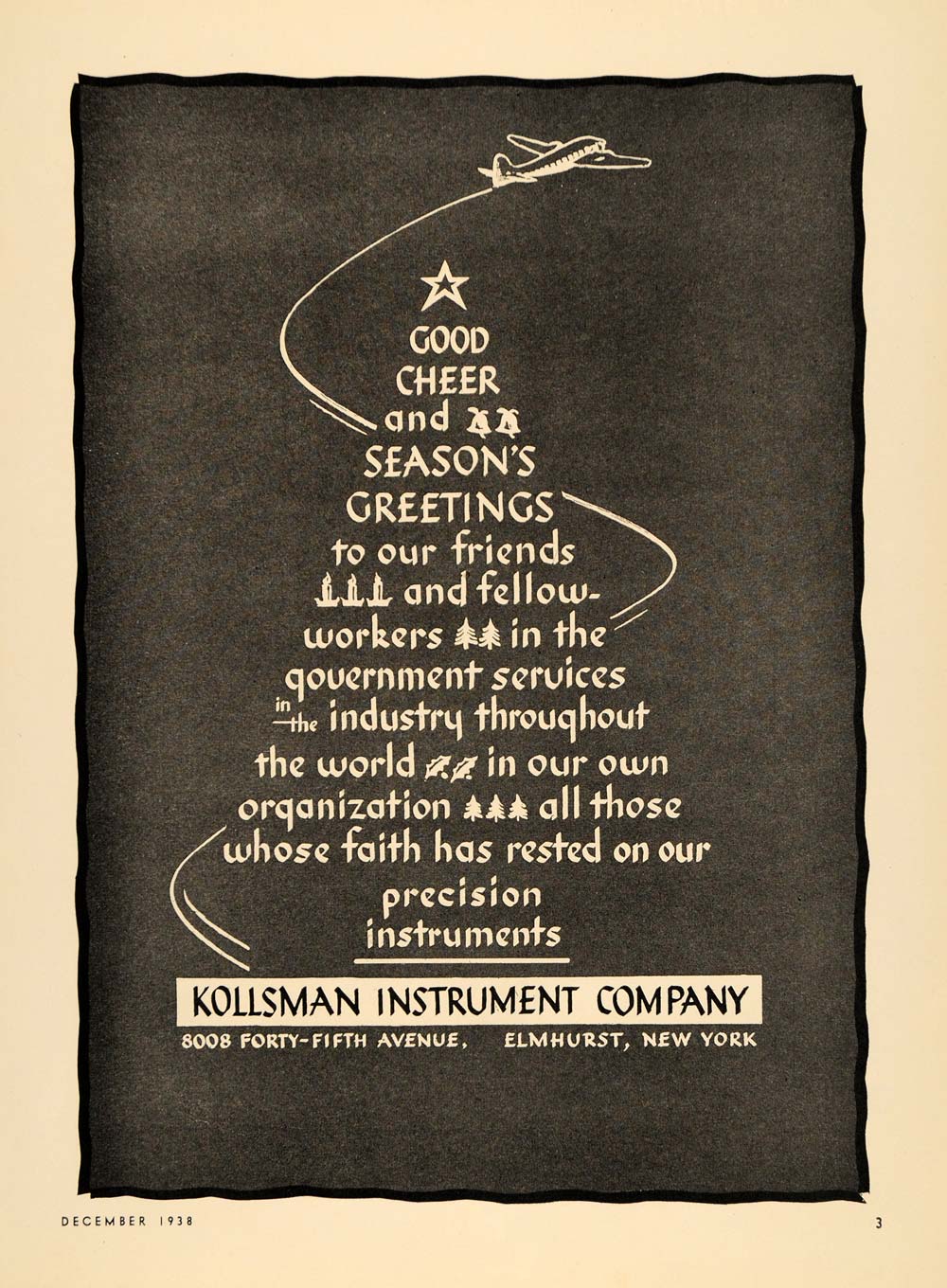 1938 Ad Kollsman Precision Instruments U.S. Government - ORIGINAL FLY1