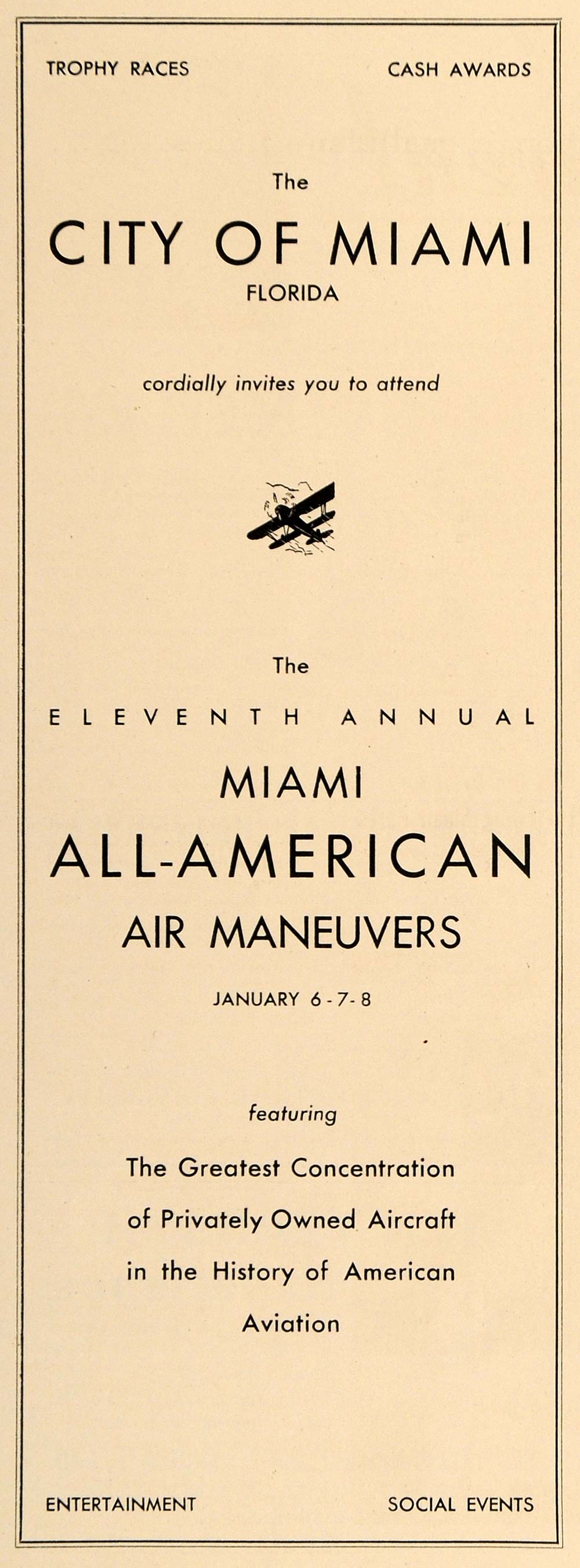 1938 Ad Miami All-American Air Maneuvers Annual Event - ORIGINAL FLY1