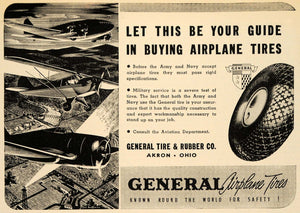 1938 Ad General Airplane Tires Military Testing Ohio - ORIGINAL ADVERTISING FLY1