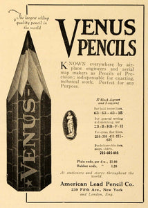 1920 Ad American Lead Venus Pencils Types Pricing NY - ORIGINAL ADVERTISING FLY2
