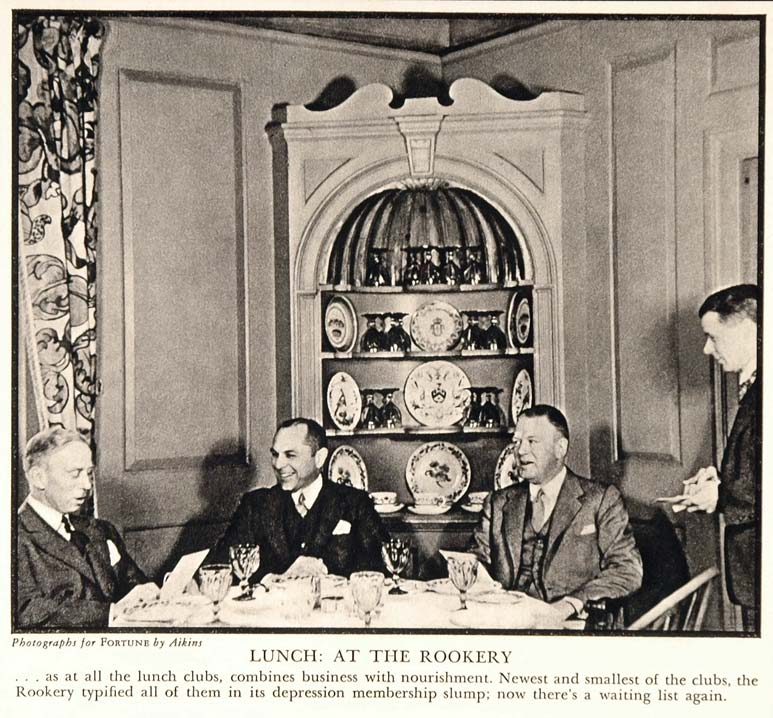1937 Rookery Lunch Club Manhattan Building Wall Street ORIGINAL HISTORIC IMAGE