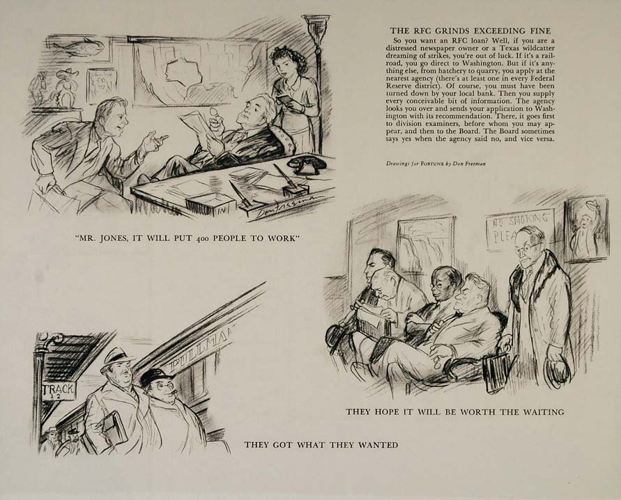 Old Rbc Cartoon 1940 Reconstruction Finance Corporation RFC Cartoon SET - ORIGINAL ...