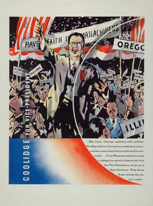 1933 Print Republican Convention 1920 Calvin Coolidge - ORIGINAL