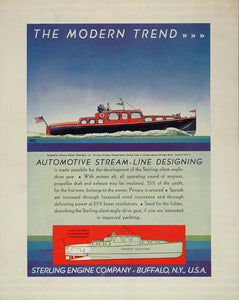 1933 Ad Sterling Engine Red Yacht Boat Douglas Donald - ORIGINAL ADVERTISING