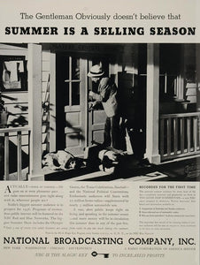 1936 Ad NBC National Broadcasting Radio RCA Advertising Porch Dog Hound Networks