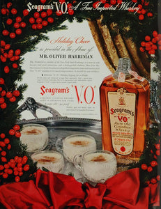 1936 Ad Seagram's V.O. Whiskey Eggnog Oliver Harriman - ORIGINAL ADVERTISING