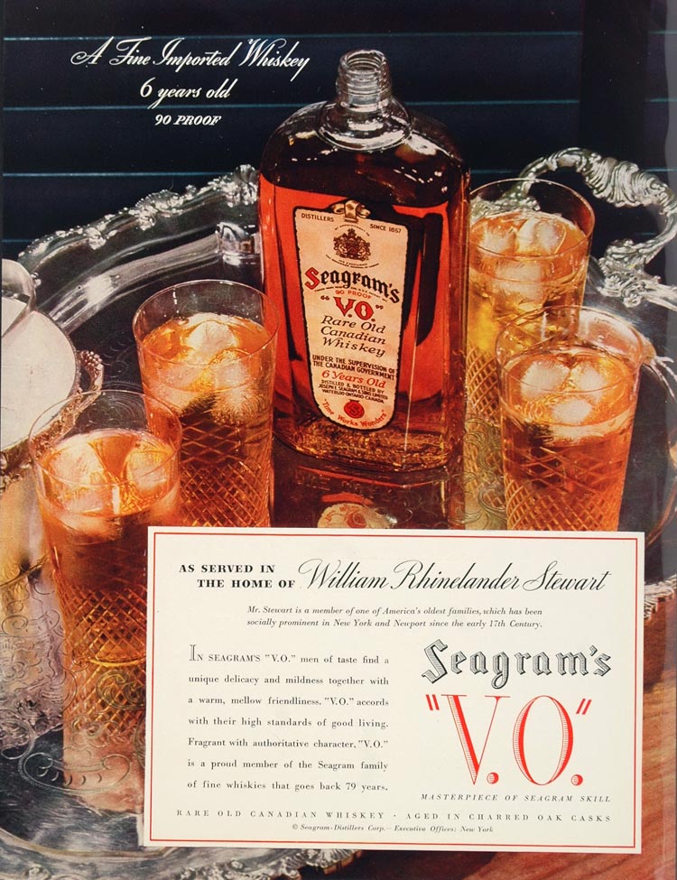 1936 Ad Seagram's Whiskey William Rhinelander Stewart - ORIGINAL ADVERTISING