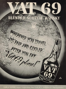 1936 Original Ad VAT 69 Scotch Whisky Whiskey Globe - ORIGINAL ADVERTISING