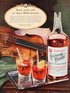 1936 Ad Glenmore Kentucky Tavern Straight Bourbon Whiskey Violin Music Cherries