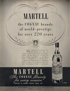 1936 Original Ad J & F Martell Cognac Brandy Bottle - ORIGINAL ADVERTISING