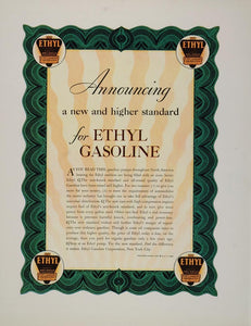 1932 Ad Ethyl Gasoline Engine Anti Knock Gas Compound - ORIGINAL ADVERTISING